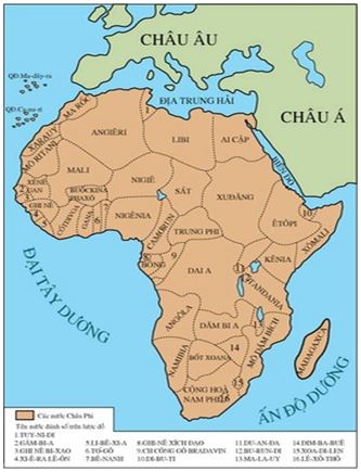 Lược đồ các nước Châu Phi sau chiến tranh thế giới thứ hai